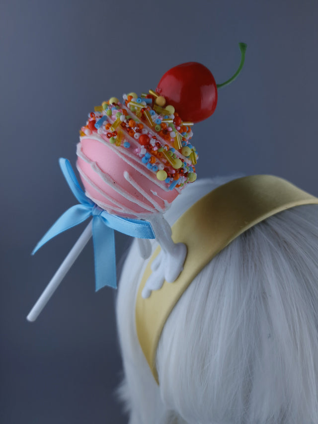 "Cake-pop" Dripping Cherry Cake Pop Lolly Headdress