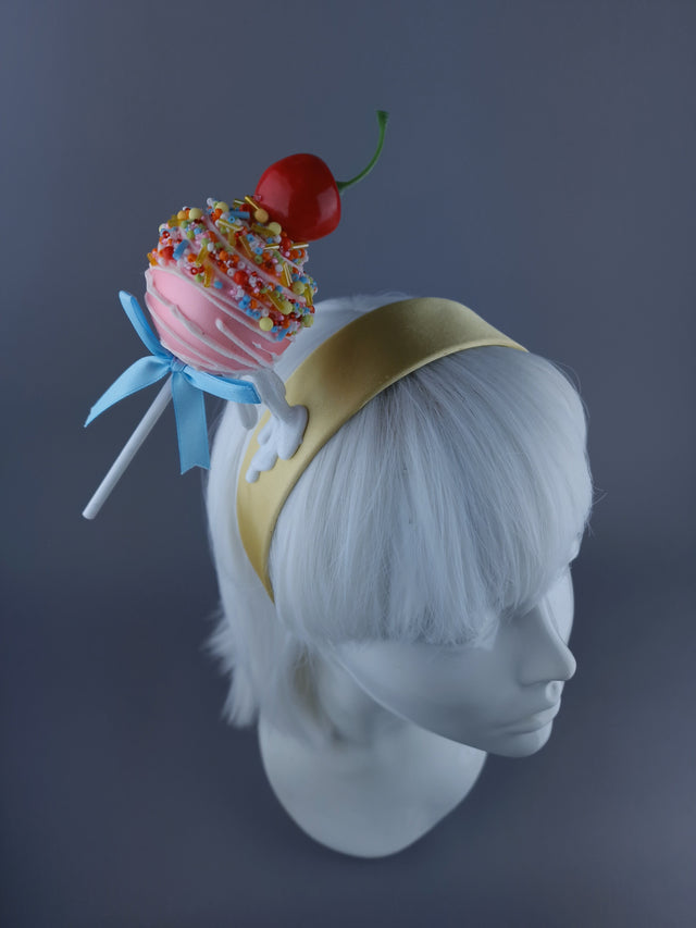 "Cake-pop" Dripping Cherry Cake Pop Lolly Headdress