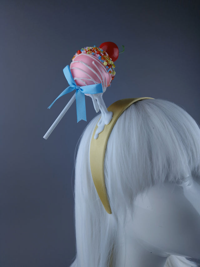 "Cake-pop" Dripping Cherry Cake Pop Lolly Headdress