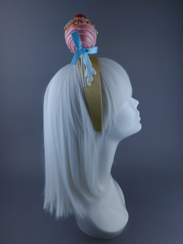 "Cake-pop" Dripping Cherry Cake Pop Lolly Headdress