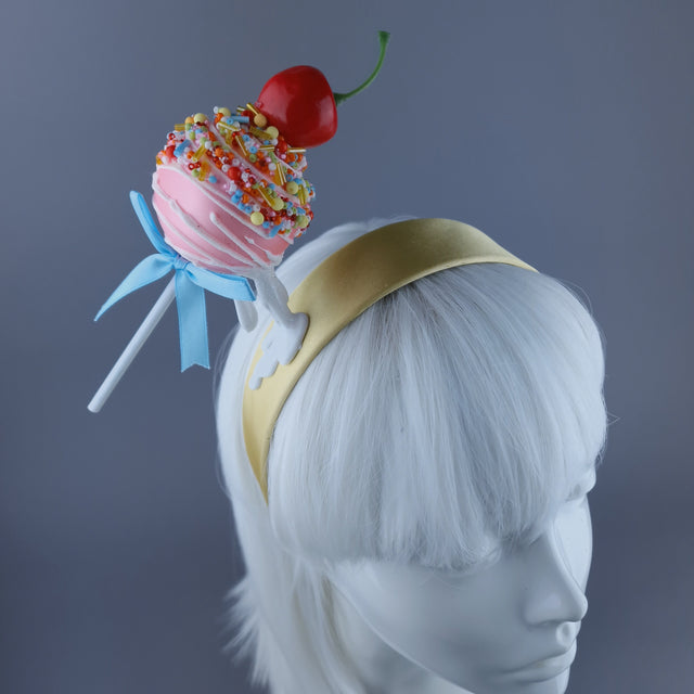 "Cake-pop" Dripping Cherry Cake Pop Lolly Headdress