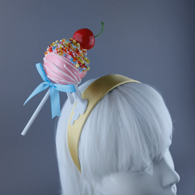 "Cake-pop" Dripping Cherry Cake Pop Lolly Headdress