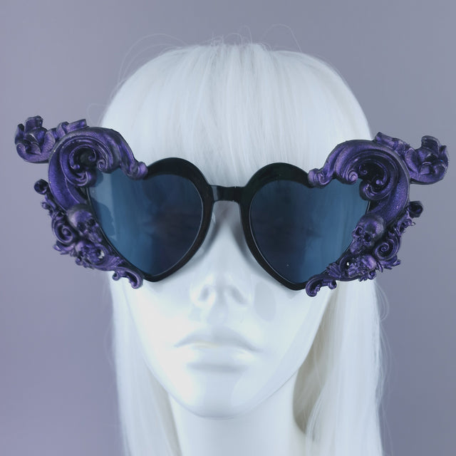 "Jupiter" Purple & Black Filigree Heart Shaped Sunglasses