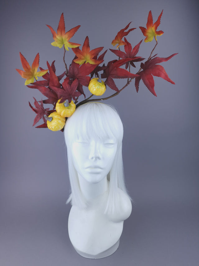 Pearls & Swine: Autumnal Headdress with Leaves & Pumpkin "Airi"