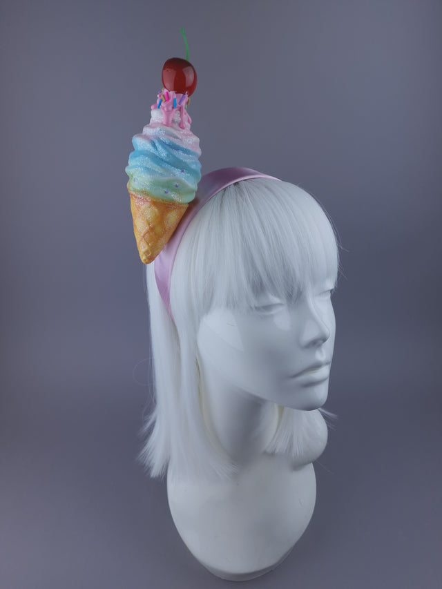 Glittered ice-cream with cherry set on an Alice band
