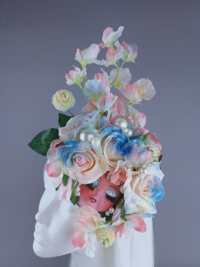 "Pippin" Pastel Flower Dollface & Pearl Fascinator Hat