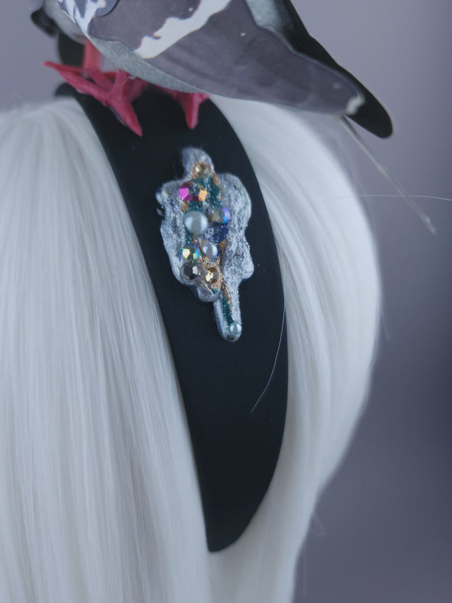 "Wabi-Sabi" Whimsical Pigeons in Love Poop Headband