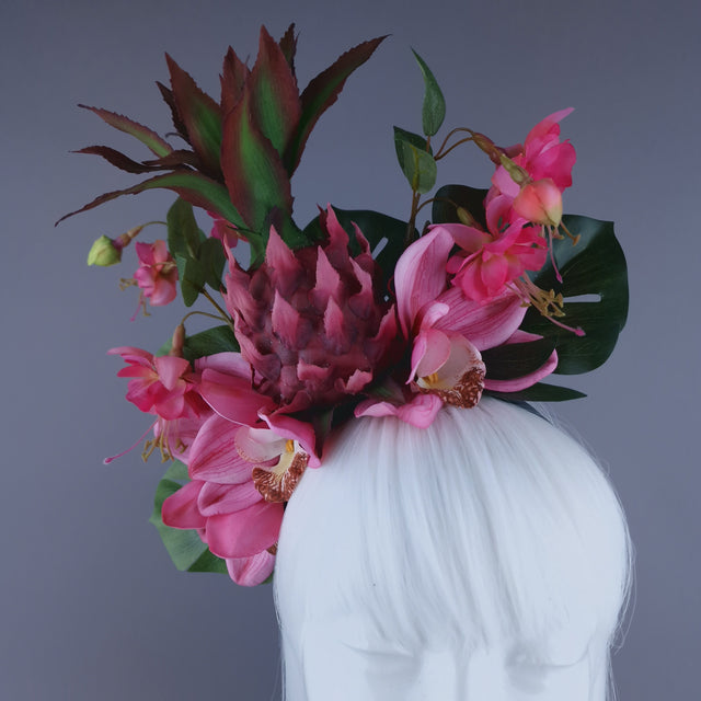 "Jambon"Pink Pineapple & Orchid Headdress