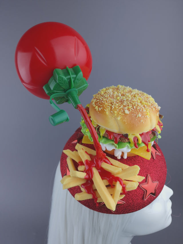 "Royale with Cheese" Burger & Chips Food Fascinator Hat Headdress