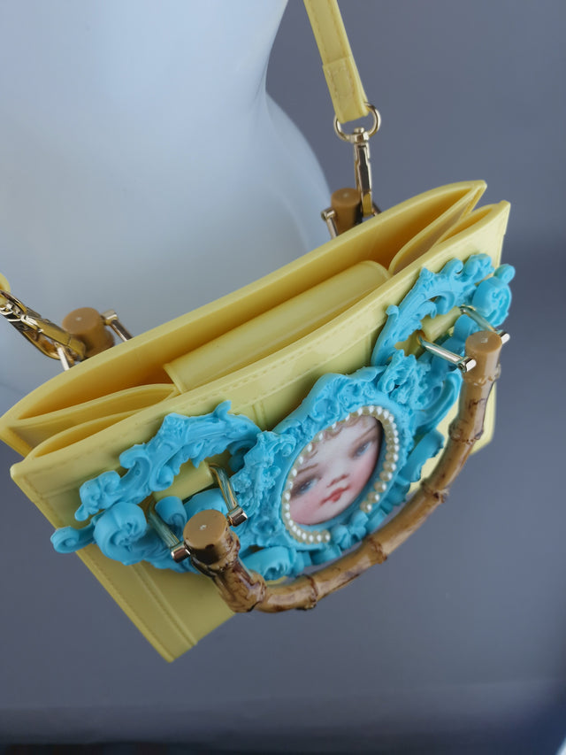 "Baby" Pastel Blue & Yellow Filigree Handbag