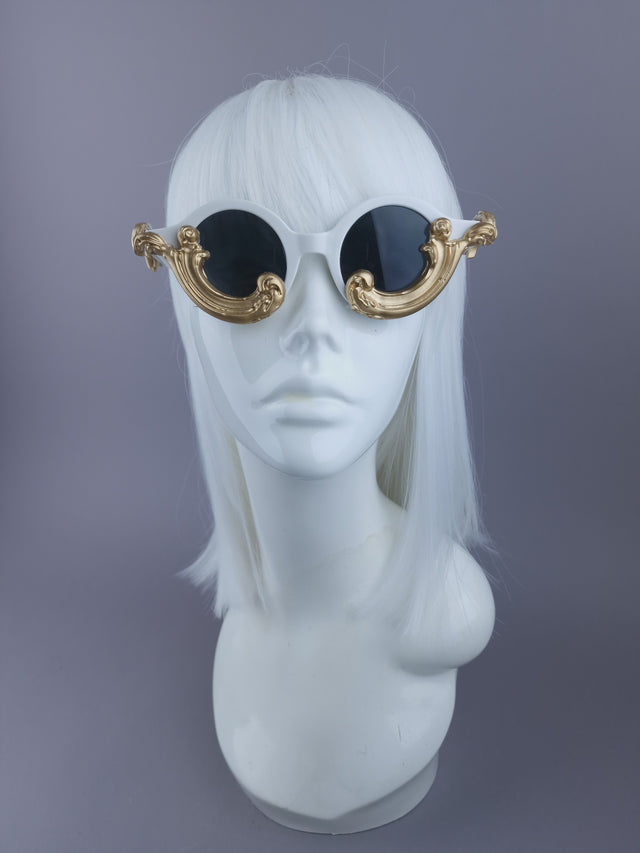 SPECIAL OFFER: White Gold Filigree Round Sunglasses