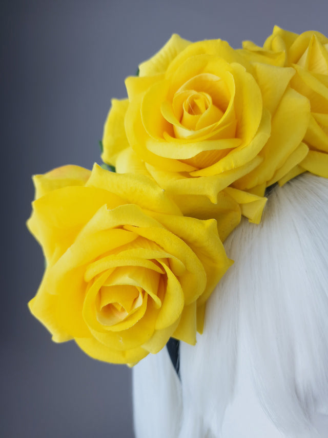 "Eva" Yellow Rose Flower Headdress & Neckpiece
