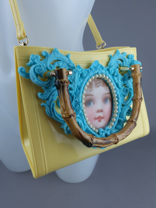 "Baby" Pastel Blue & Yellow Filigree Handbag