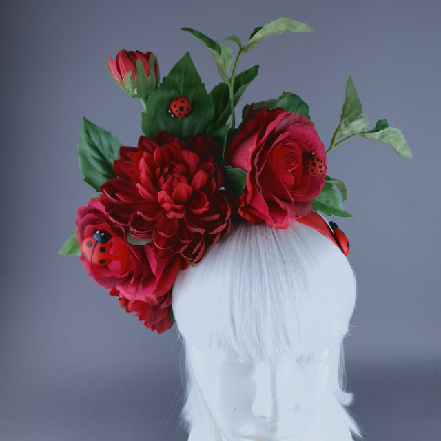 "Buggg" Red Rose & Ladybird Flower Headdress