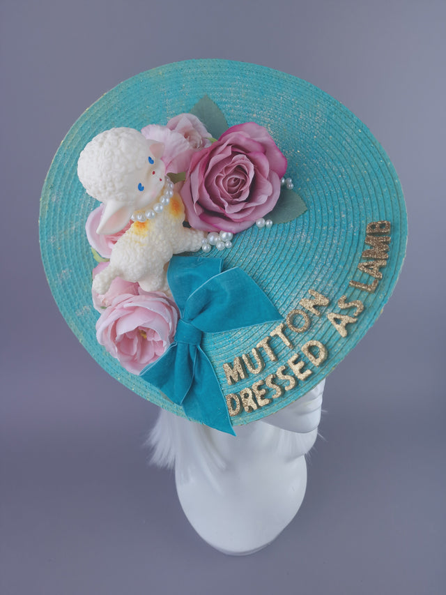 "Mutton Dressed As Lamb" Roses & Pearls Quote Hat