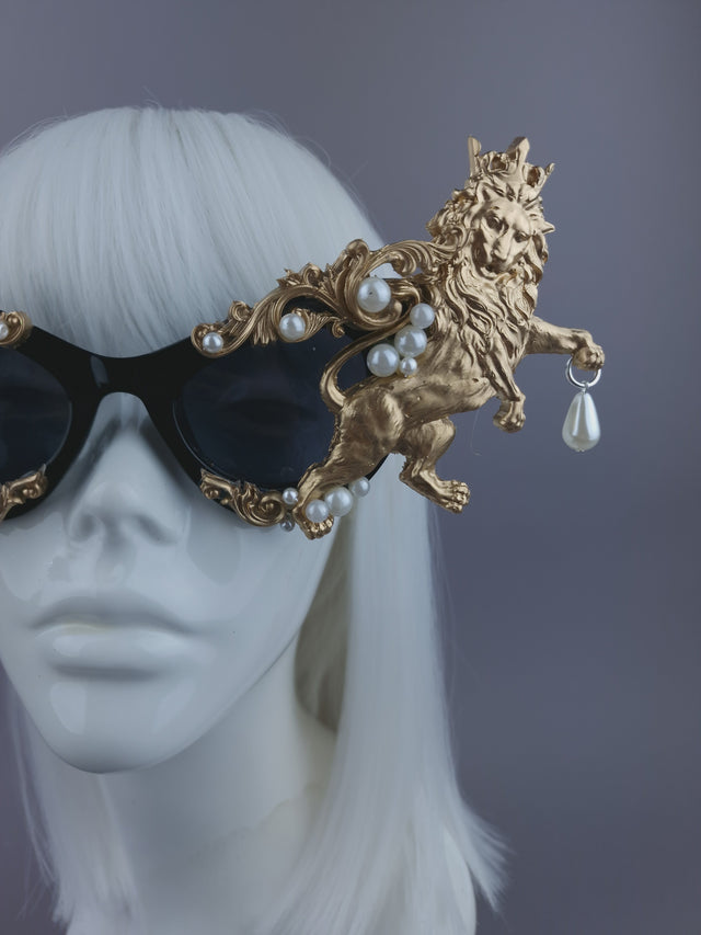 Pearls & Swine: Gold Lion Filigree & Pearl Sunglasses "Roar"
