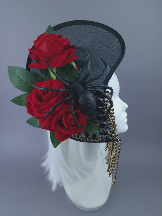"Melisandre" Black Spider & Rose Hat