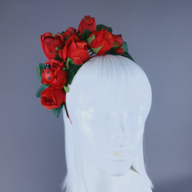 "Ladybug" Red Rose & Ladybird Flower Headdress