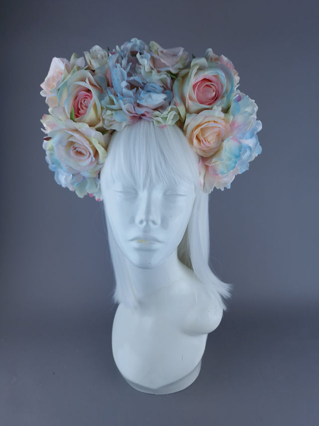"Kirei" Pastel Rose & Flower Headdress & Neckpiece