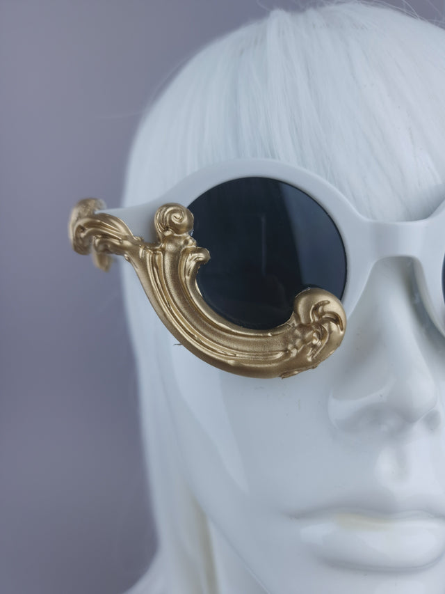 SPECIAL OFFER: White Gold Filigree Round Sunglasses
