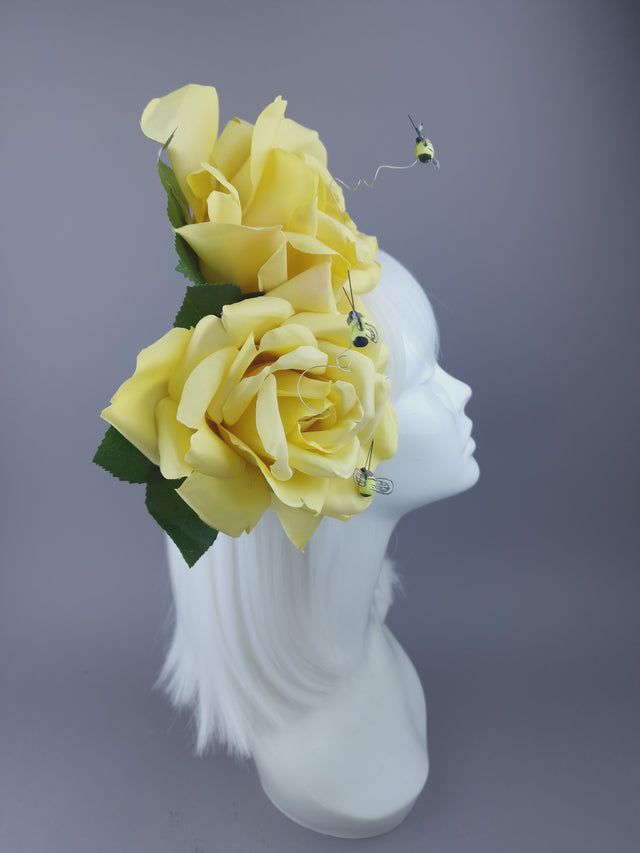 Yellow Rose & Bees Headpiece