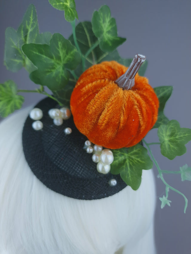 Pearls & Swine: Velvet Pumpkin, Ivy & Pearl Mini Fascinator