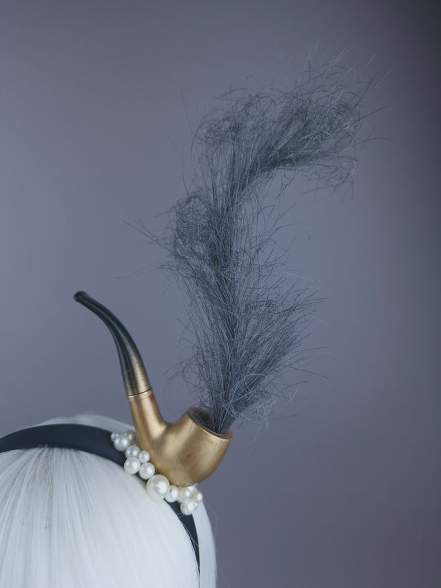 "This is Not a Pipe" Pearl & Smoke Headpiece