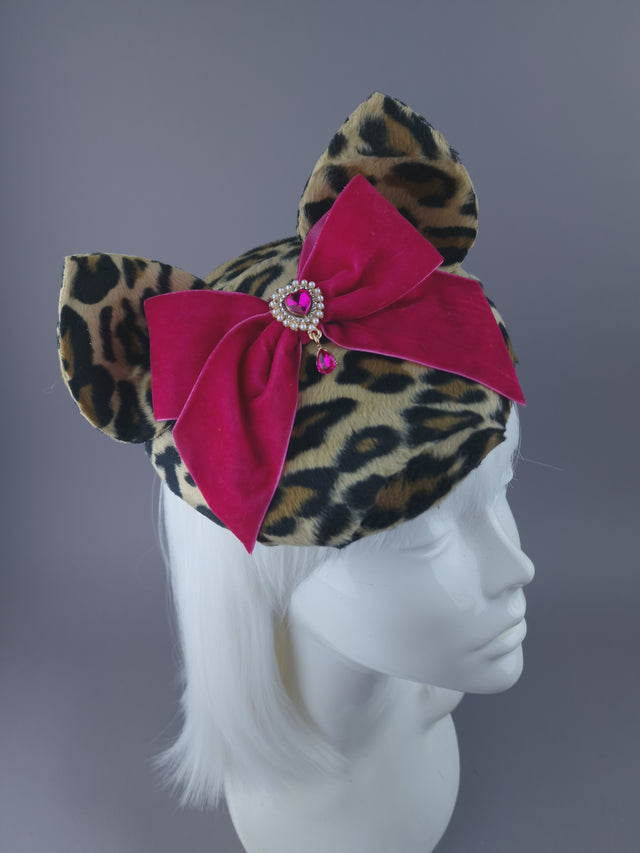 Pearls & Swine: Hat Leopard Print Vintage Inspired Cat Ear