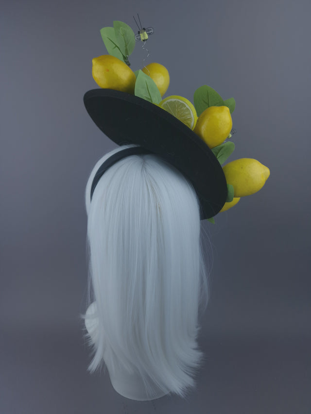 Pearls & Swine: Lemon & Bee Black & White Polka Dot Hat "Sweet & Sour"