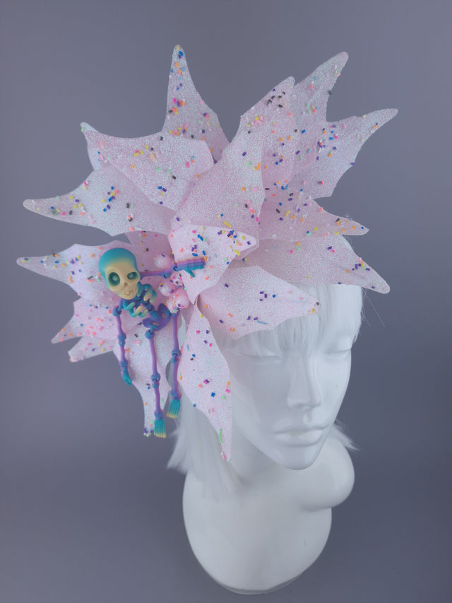 "Candy-Pop" Glitter Flower & Rainbow Skeleton Headdress