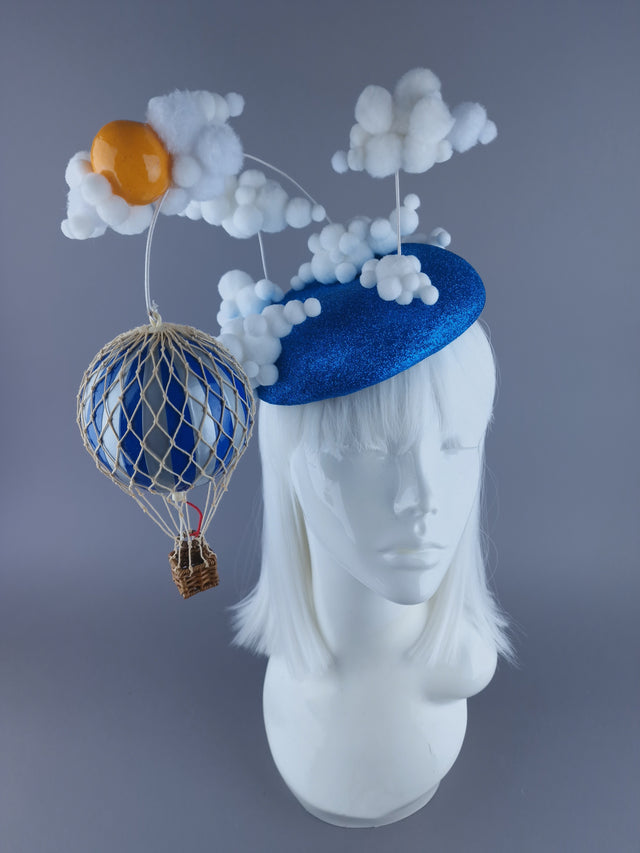 "Love is in the Air" Blue Heart Hot Air Balloon Fascinator Hat