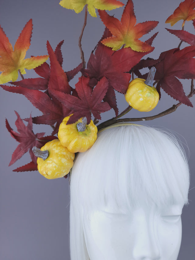 Pearls & Swine: Autumnal Headdress with Leaves & Pumpkin "Airi"