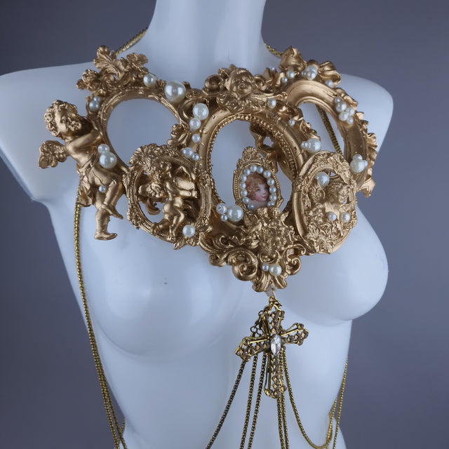 "Circe" Gold Filigree & Pearl Cherub Body Jewellery Harness