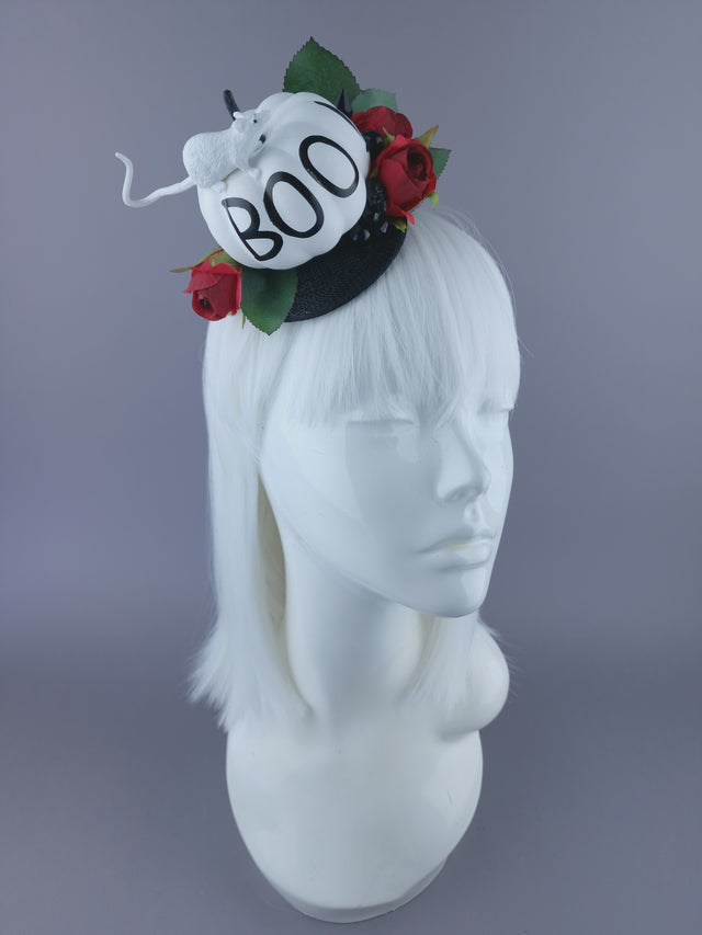 "Dreda" White Pumpkin, Ray & Roses Mini Fascinator