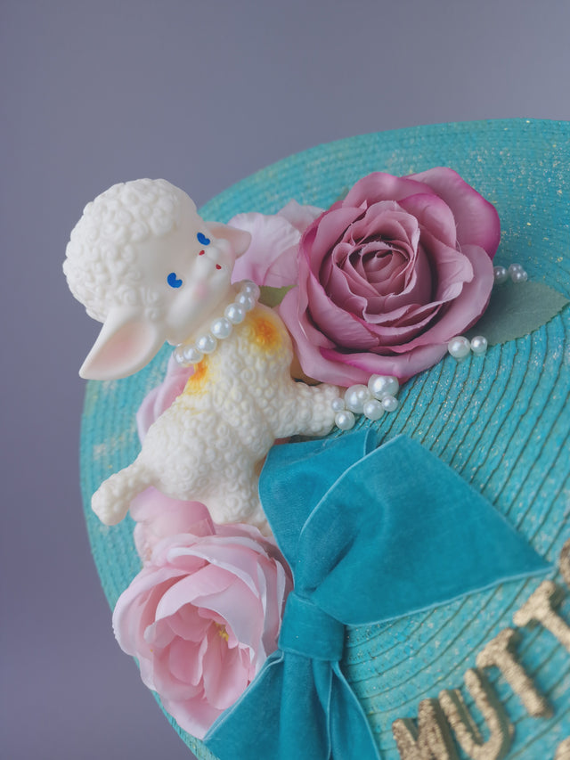 "Mutton Dressed As Lamb" Roses & Pearls Quote Hat