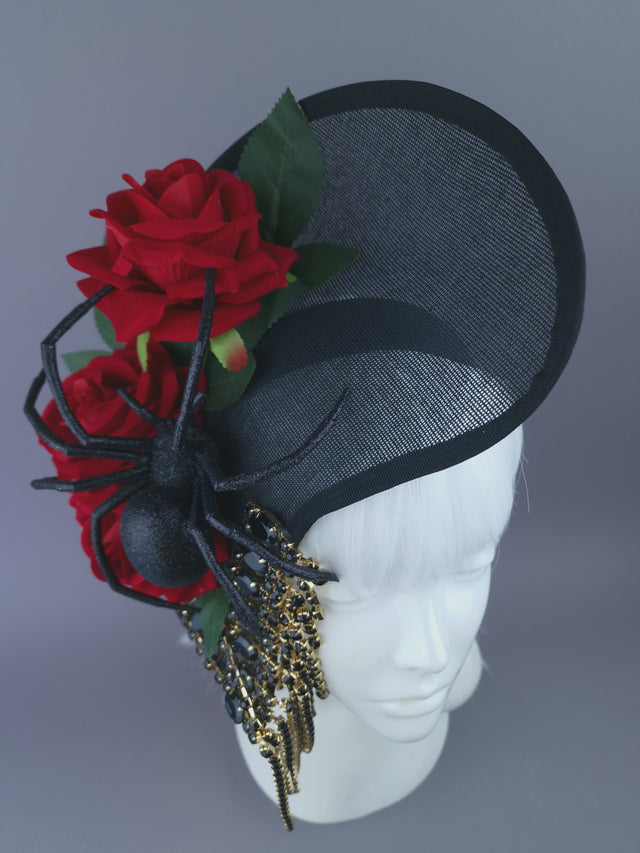 "Melisandre" Black Spider & Rose Hat