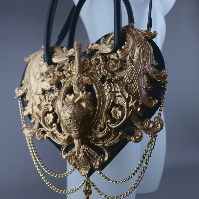 Gold Filigree Heart Shaped Handbag