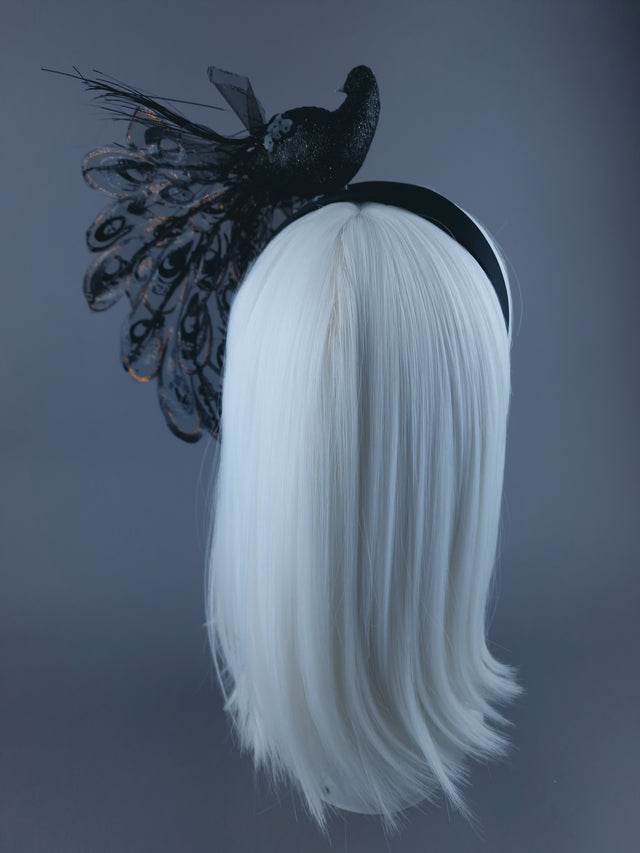 Black Glitter Peacock Headdress