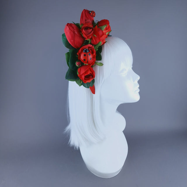 "Ladybug" Red Rose & Ladybird Flower Headdress
