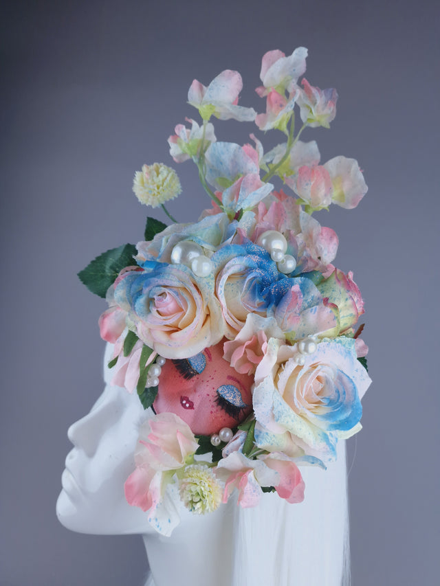 "Pippin" Pastel Flower Dollface & Pearl Fascinator Hat