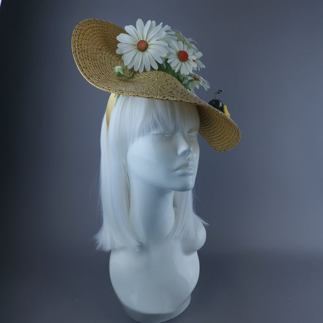 "Bumble" Daisy Flowers & Bee Fascinator Hat