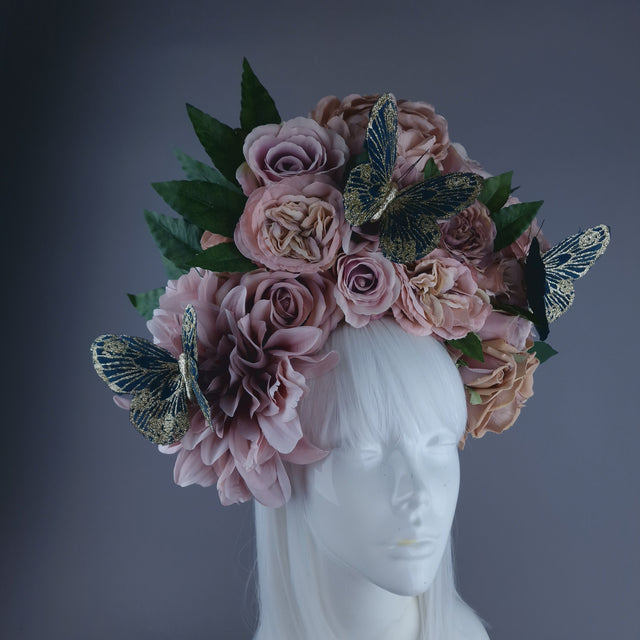 "Villa" Dusky Pink with Butterfly Headdress