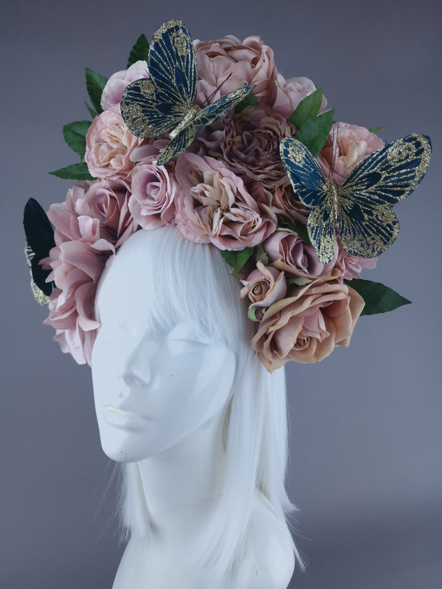 "Villa" Dusky Pink with Butterfly Headdress