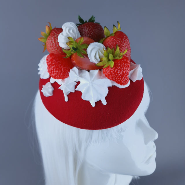 "Fragaria'" Strawberries & Cream Food Fascinator Hat