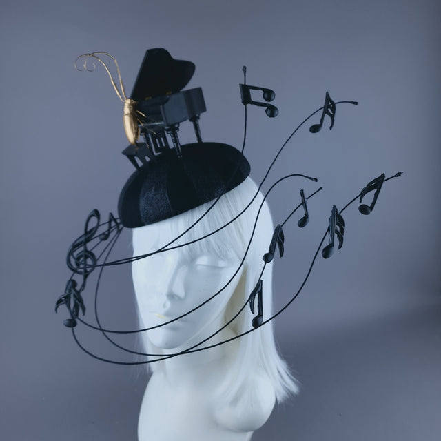 "Beethoven's Silence" Black Fascinator Hat