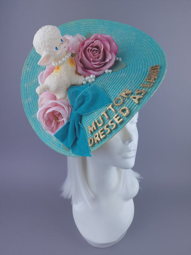 "Mutton Dressed As Lamb" Roses & Pearls Quote Hat