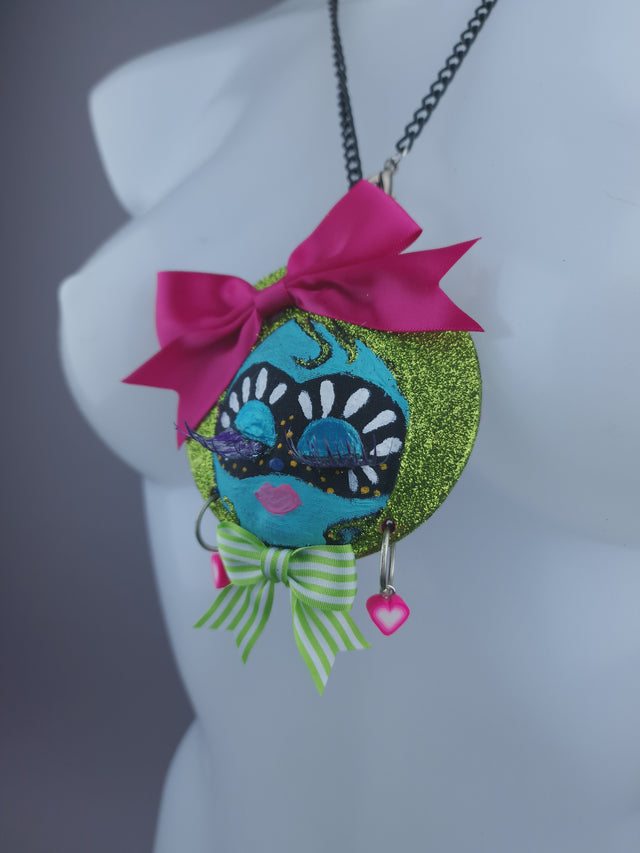 Colourful Dollface Necklace Brooch Jewellery