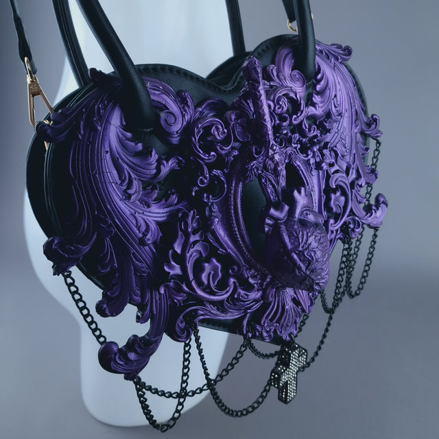 "Tullia" Purple Filigree Heart Shaped Handbag