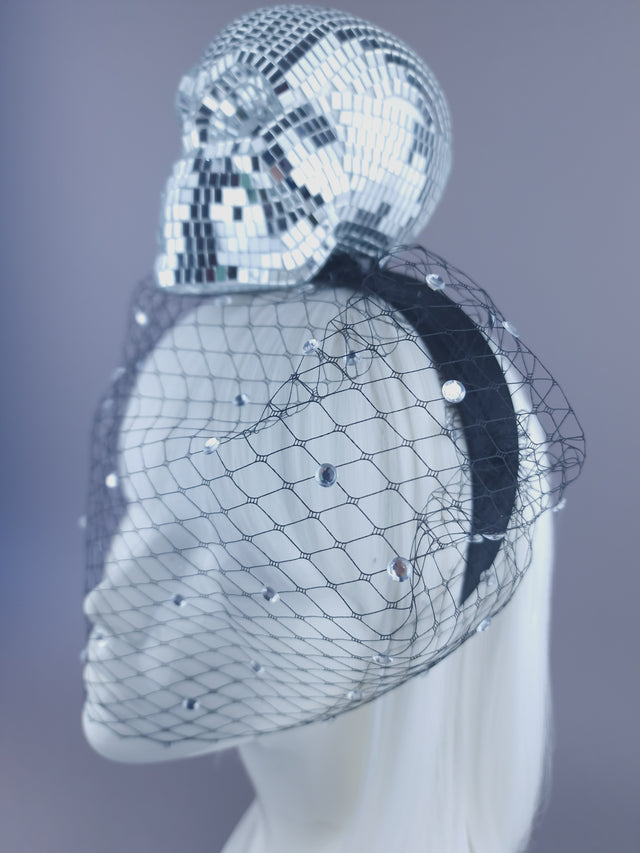 "Last Dance" Mirror Ball Skull Veil Headdress