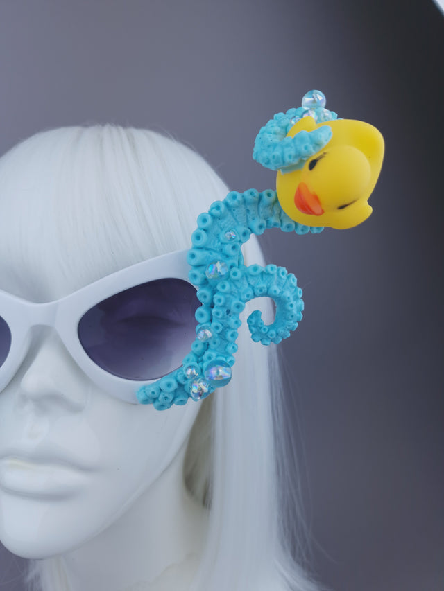 Pearls & Swine: Pastel Blue Tentacle & Duck Sunglasses "Bubble Bath"